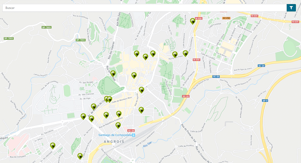 Mapa Librarías de Compostela